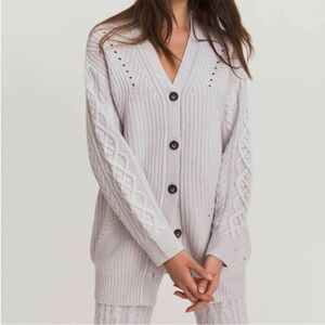 Something Navy Long Cable Knit Sweater Cardigan Size XS